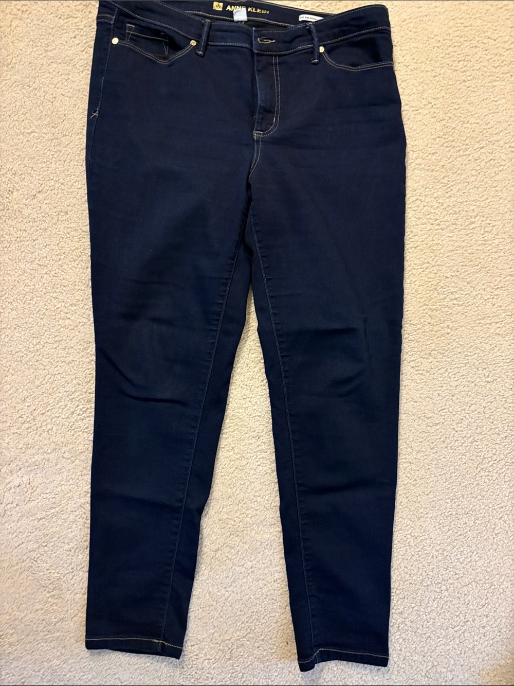 Anne Klein Mid Rise Skinny Ankle Jeans dark blue size 14 stretch